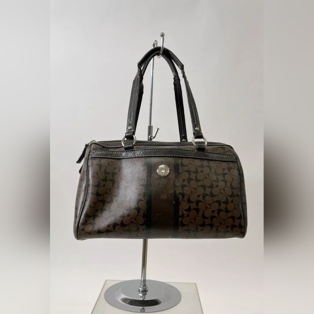 COACH Chelsea Heritage Stripe Signature Monogram Doctor Bag Barrel Bag tote bag - Picture 2 of 11